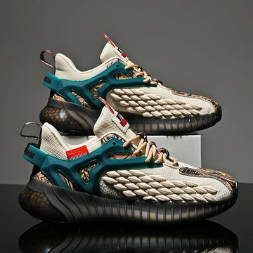 Men’s Breathable Running Sneakers with Rounded Toe and Lace-Up Closure