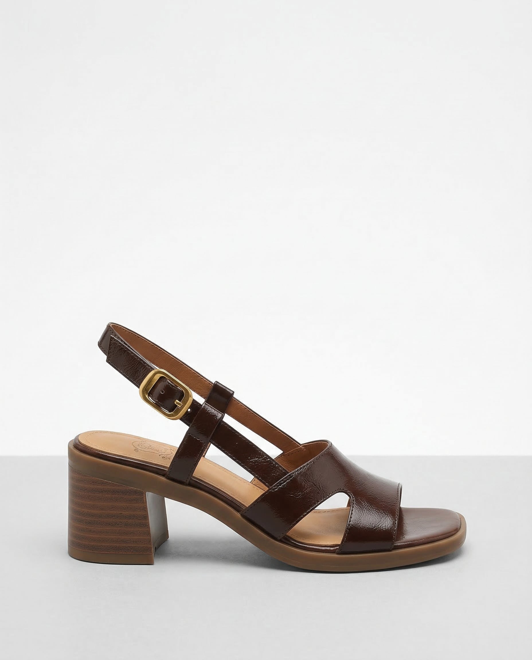 Women's Square-Toe Block Heel Slingback Sandals with Buckle Strap