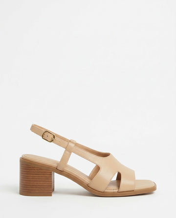 Women's Square-Toe Block Heel Slingback Sandals with Buckle Strap