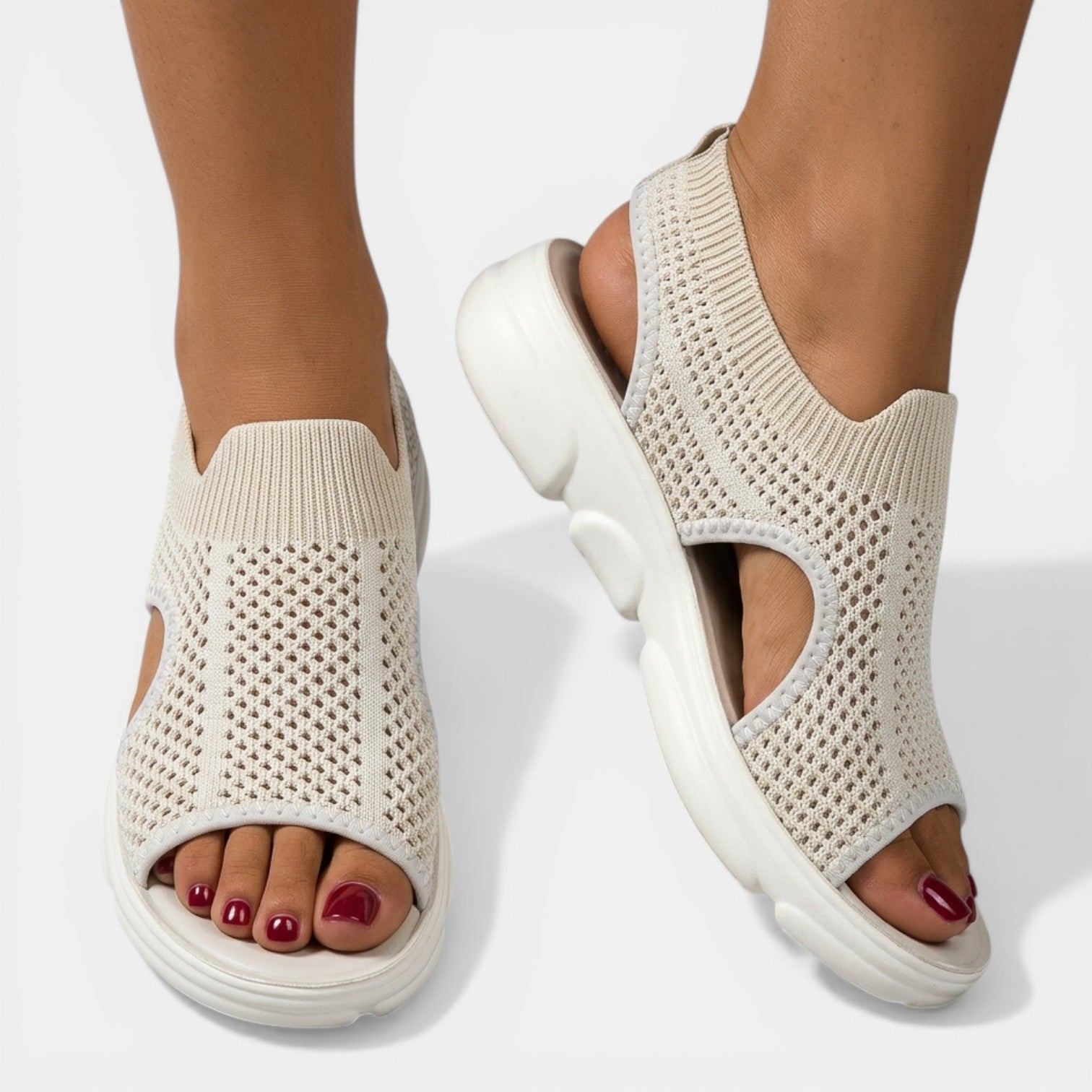 Women's Sandals - Knit Upper - Slingback - Open-Toe - Platform