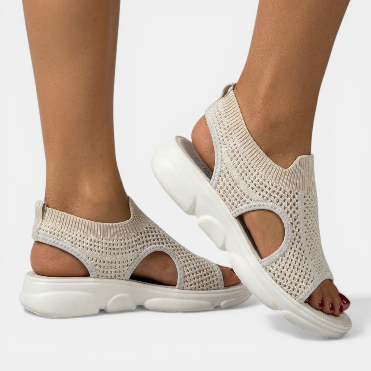 Women's Sandals - Knit Upper - Slingback - Open-Toe - Platform