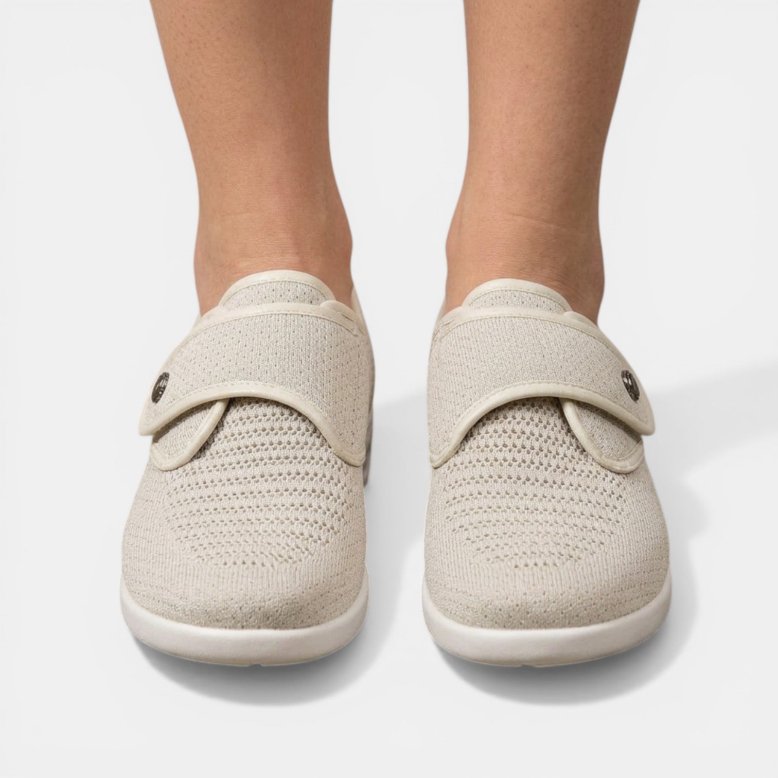 Women's Sneakers Hook-and-Loop Closure Perforated Air-Cushion