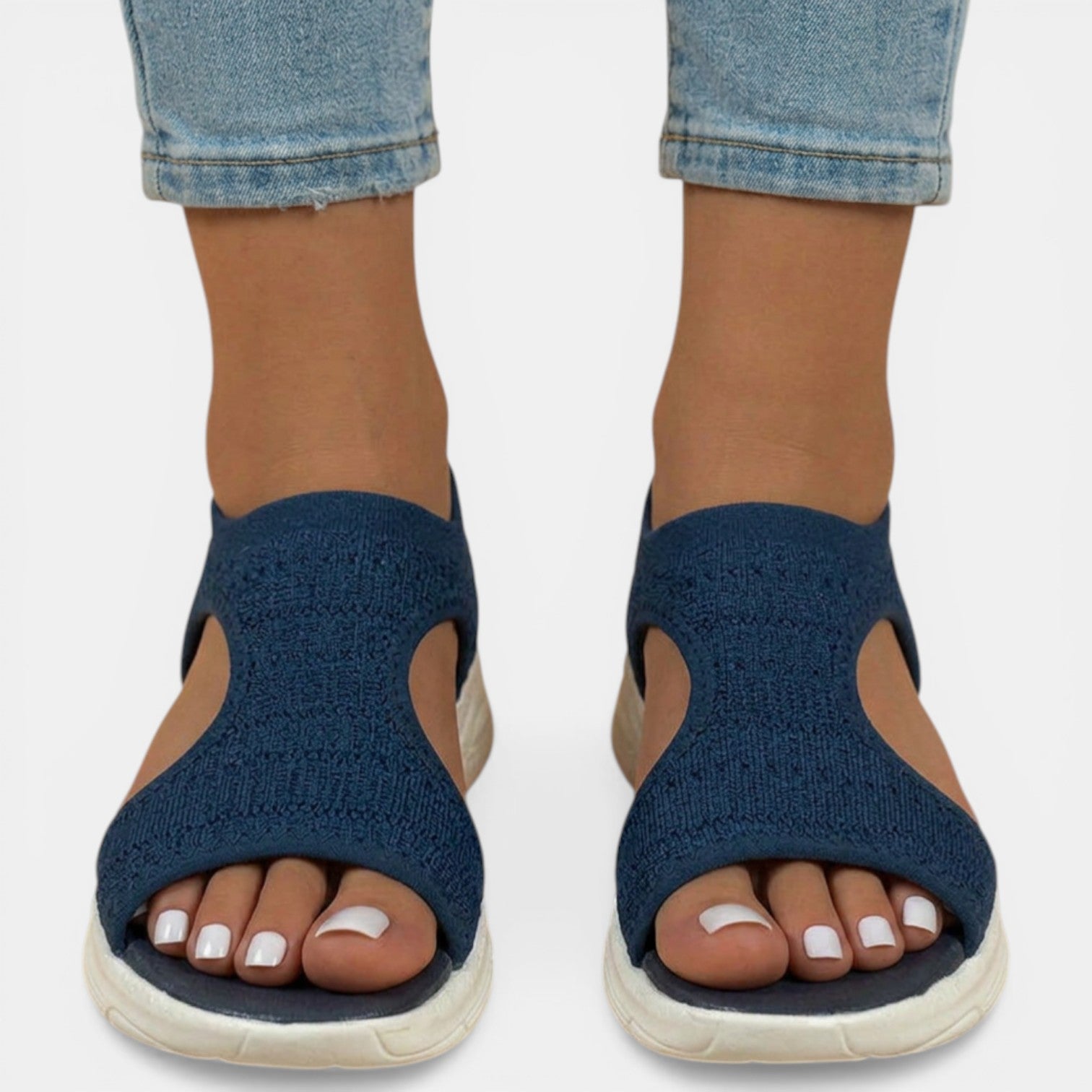 Women's Sandals Slip-On Open-Toe Cutout Slingback Low Wedge