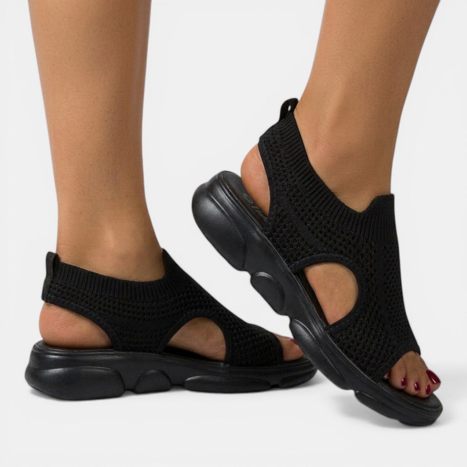 Women's Sandals - Knit Upper - Slingback - Open-Toe - Platform