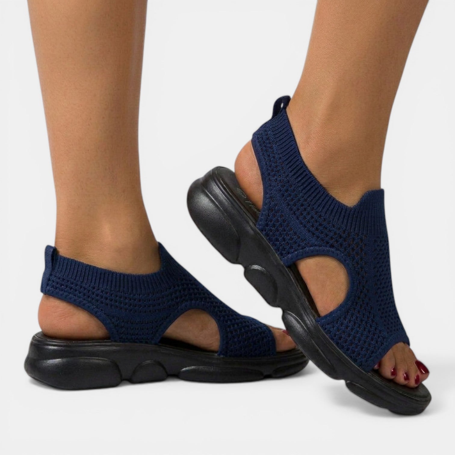 Women's Sandals - Knit Upper - Slingback - Open-Toe - Platform