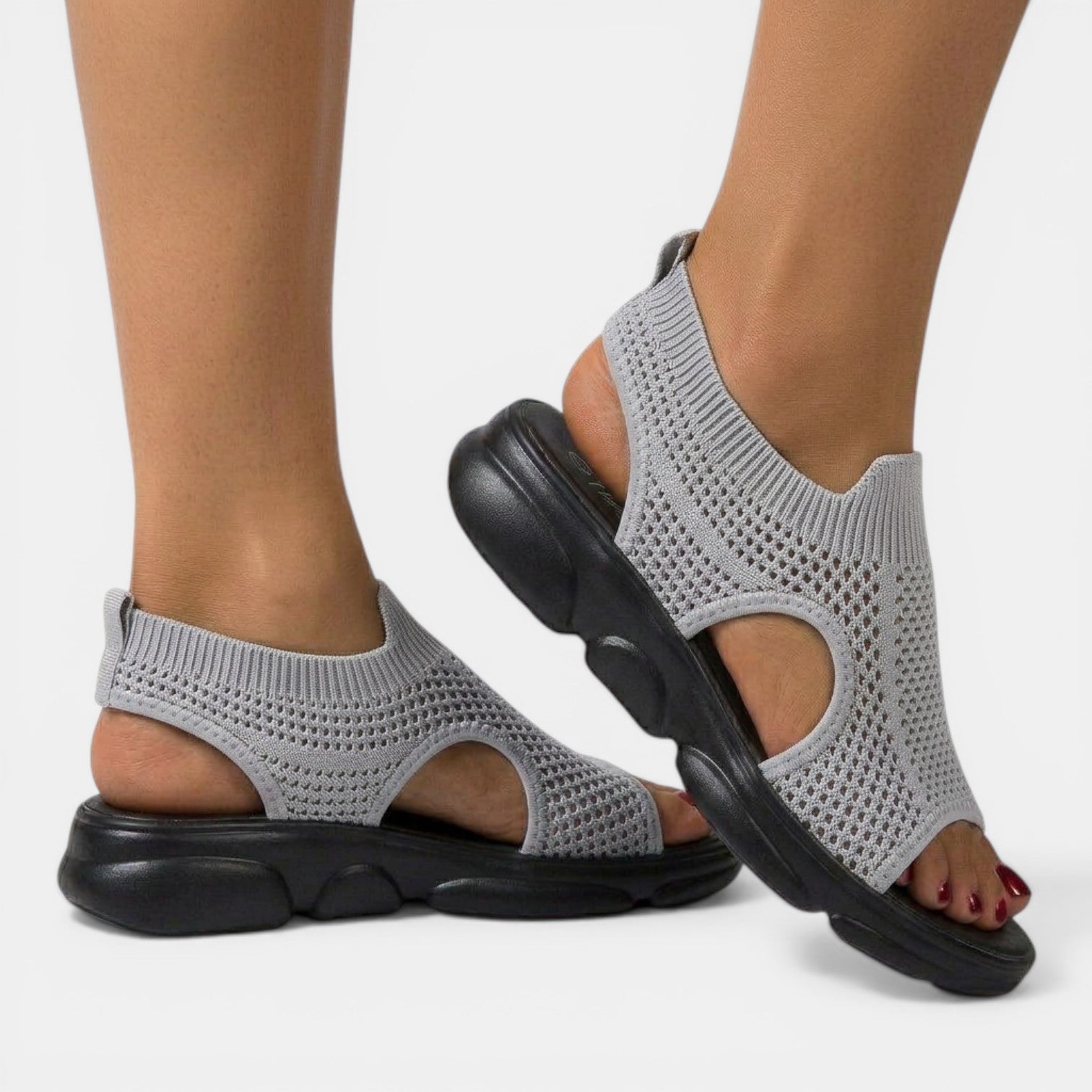 Women's Sandals - Knit Upper - Slingback - Open-Toe - Platform