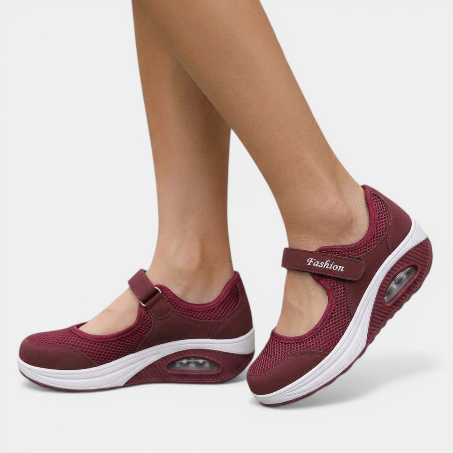Women's Sneakers Mary Jane Mesh Hook-and-Loop Air-Cushioned Sole
