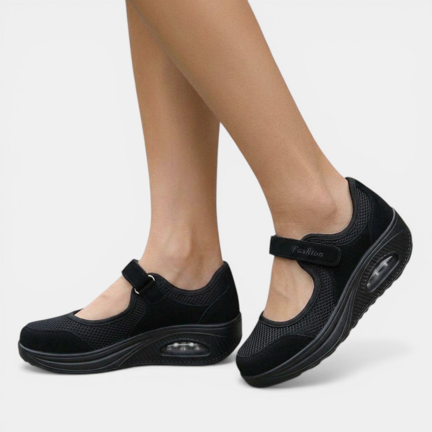 Women's Sneakers Mary Jane Mesh Hook-and-Loop Air-Cushioned Sole