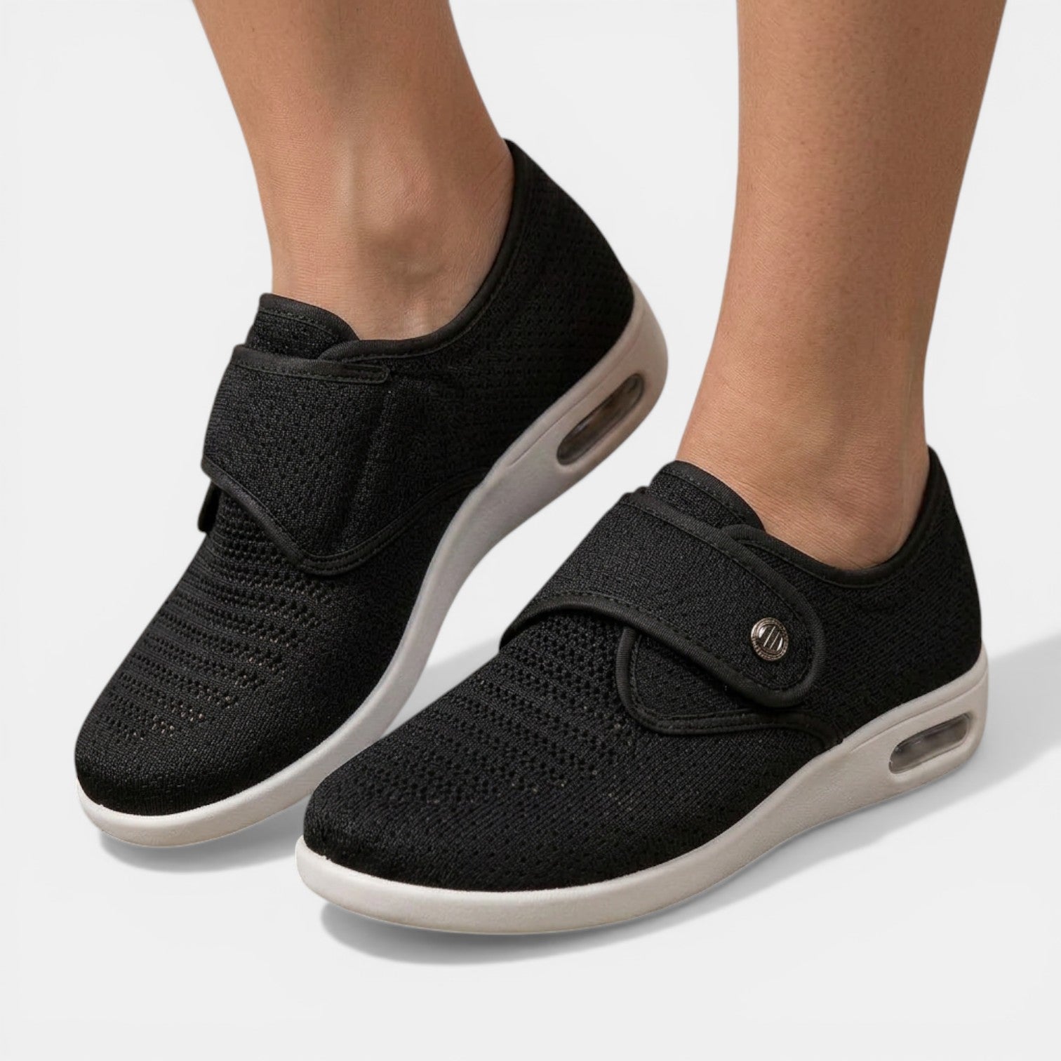 Women's Sneakers Hook-and-Loop Closure Perforated Air-Cushion