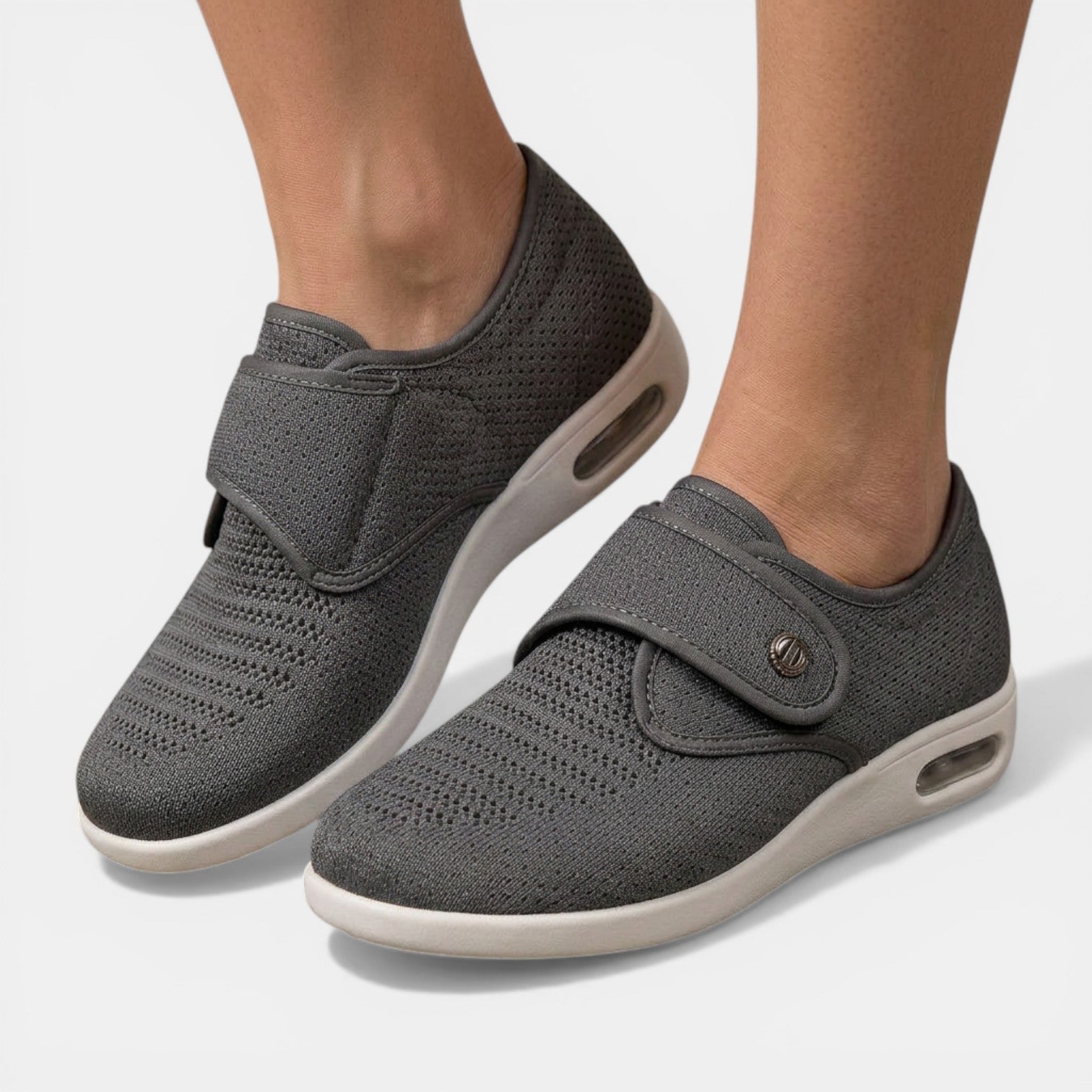 Women's Sneakers Hook-and-Loop Closure Perforated Air-Cushion