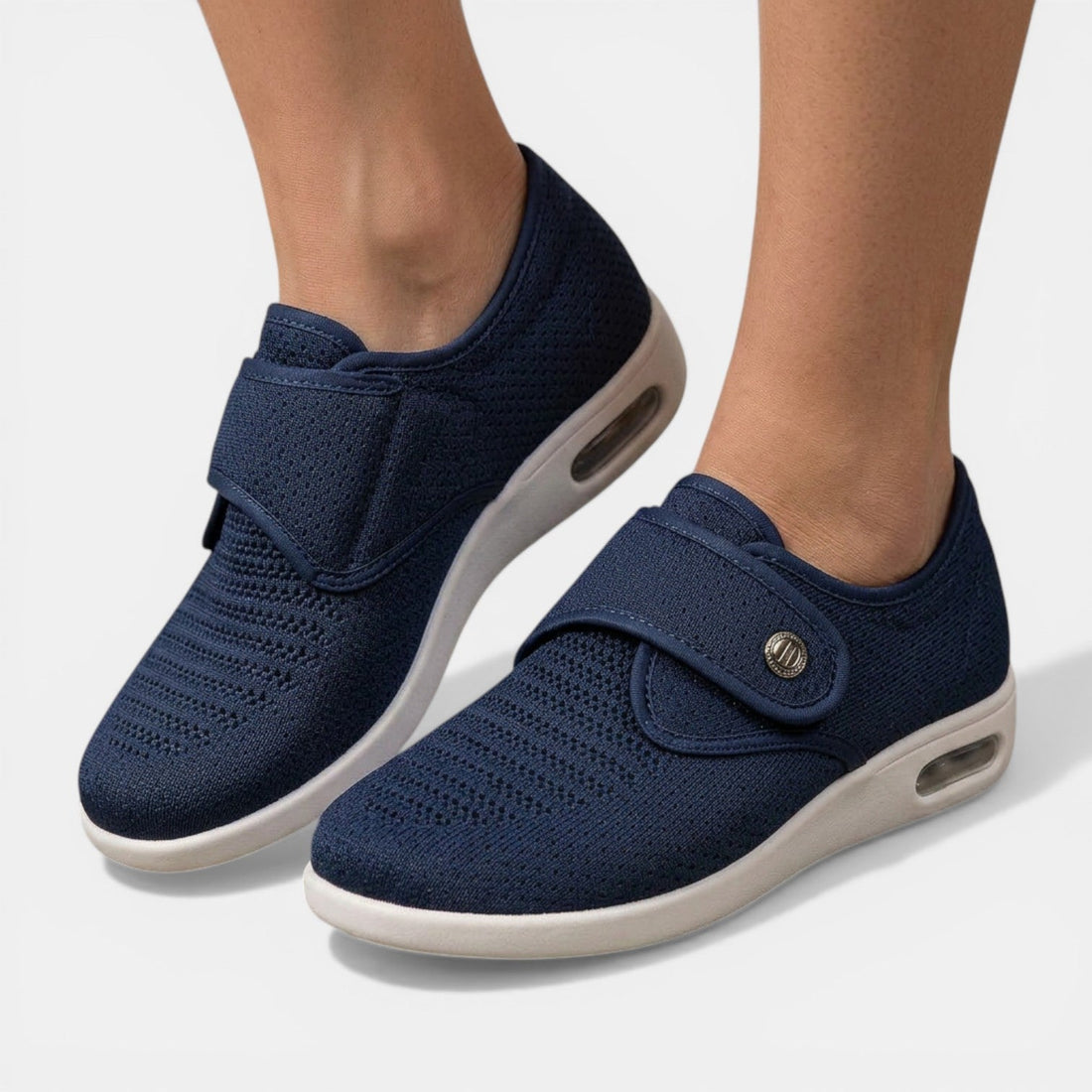 Women's Sneakers Hook-and-Loop Closure Perforated Air-Cushion