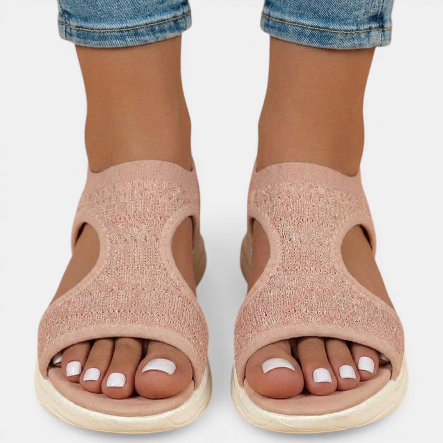 Women's Sandals Slip-On Open-Toe Cutout Slingback Low Wedge