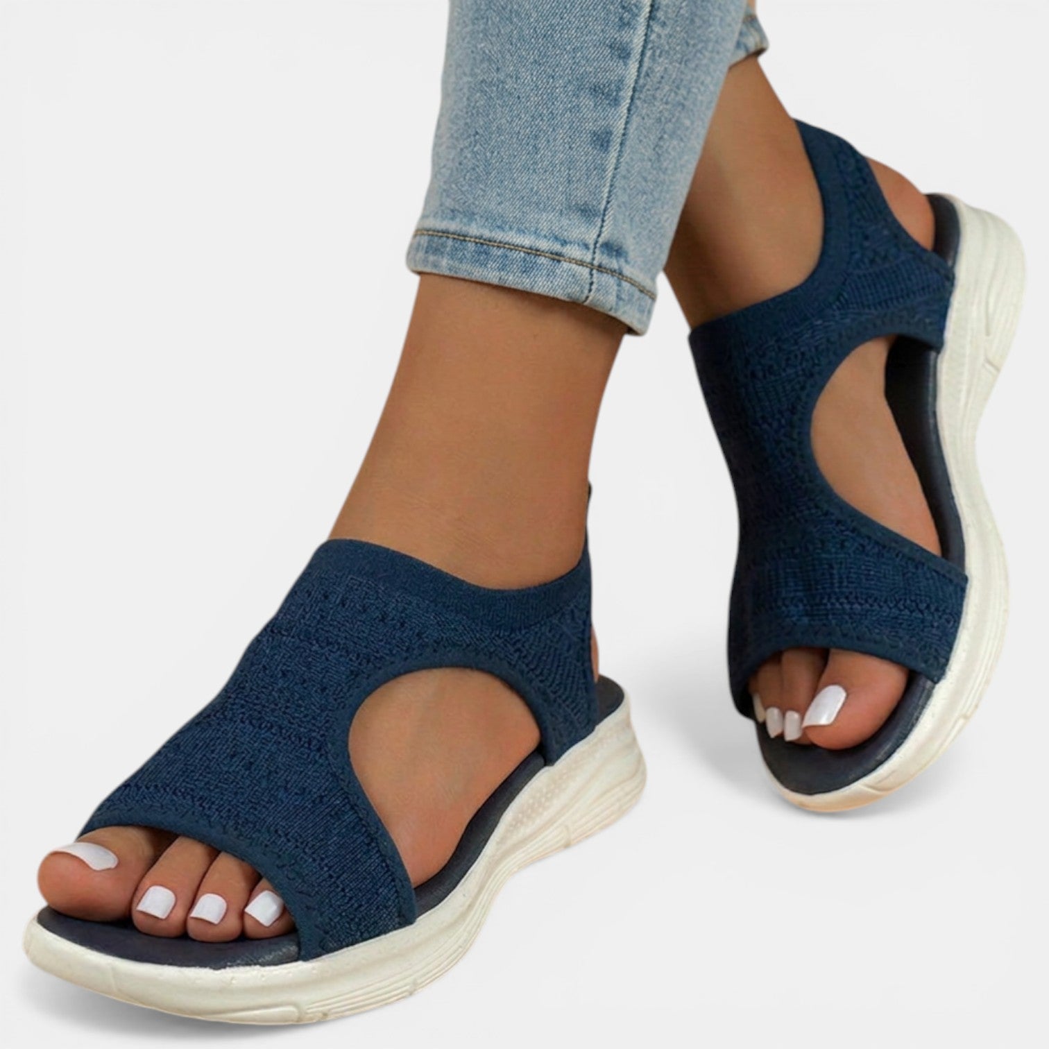 Women's Sandals Slip-On Open-Toe Cutout Slingback Low Wedge