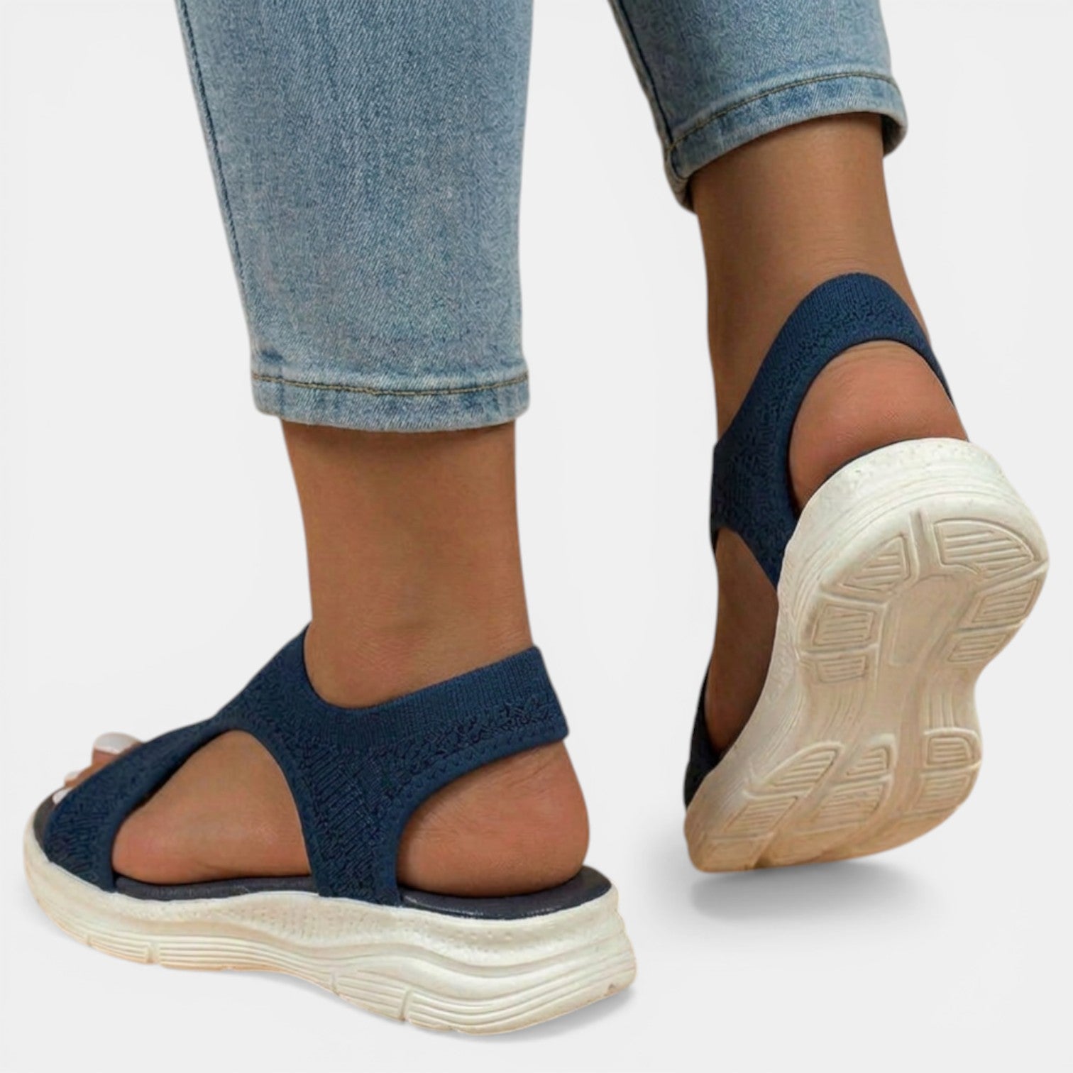 Women's Sandals Slip-On Open-Toe Cutout Slingback Low Wedge