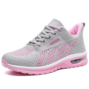 Women's Sneakers - Mesh Knit - Air-Cushioned Sole - Lace-Up