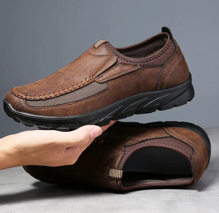 Men’s Casual Slip-On Shoes with Rounded Toe and Textured Sole
