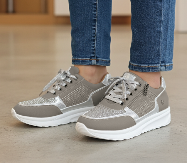 Women’s Lace Up Sneakers with Side Zip and Platform Sole