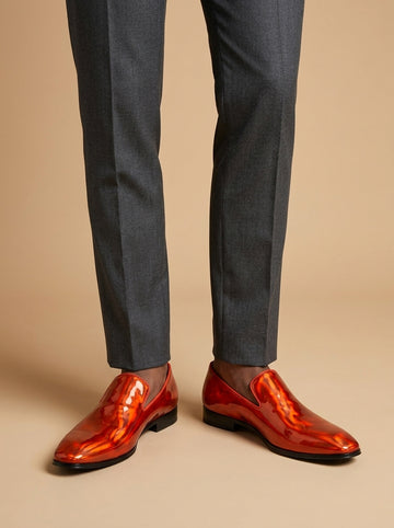 Men’s Glossy Dress Loafers – Slip-On Formal Party Shoes