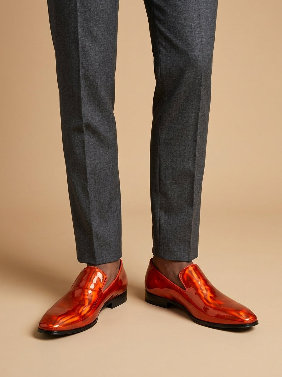Men’s Glossy Dress Loafers – Slip-On Formal Party Shoes