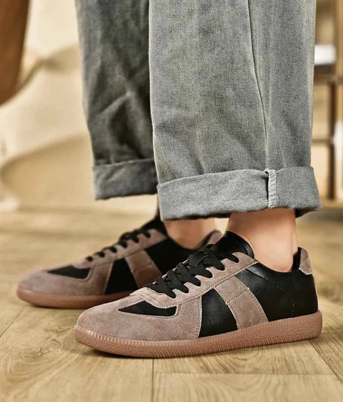 Women's Low-Top Lace-Up Multi-Panel Suede Platform Sneakers