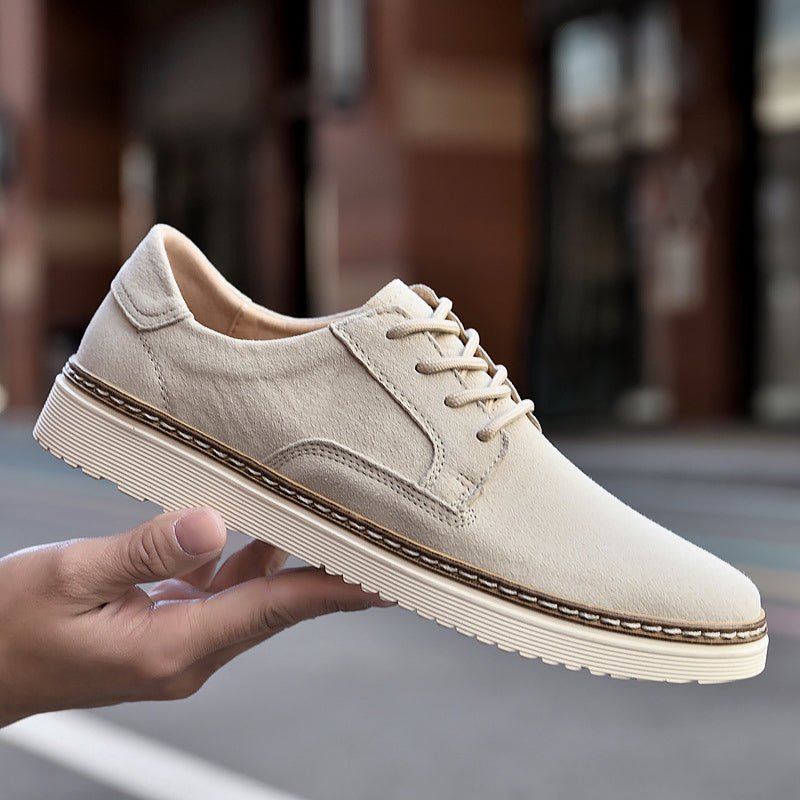 Men's Suede Low-Top Sneakers - Lace-Up - Platform Sole