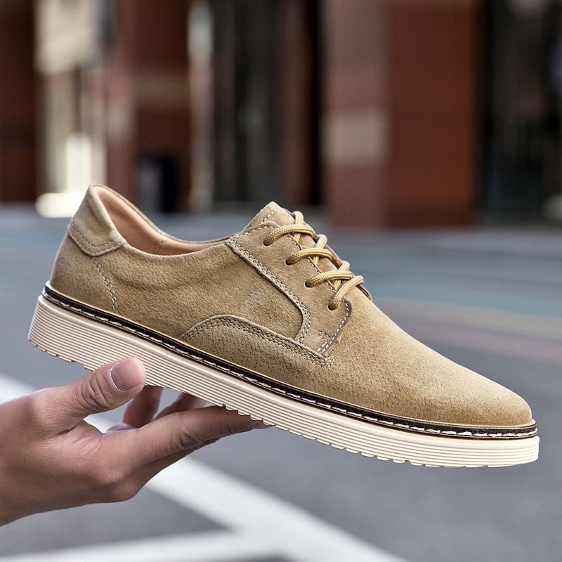 Men's Suede Low-Top Sneakers - Lace-Up - Platform Sole