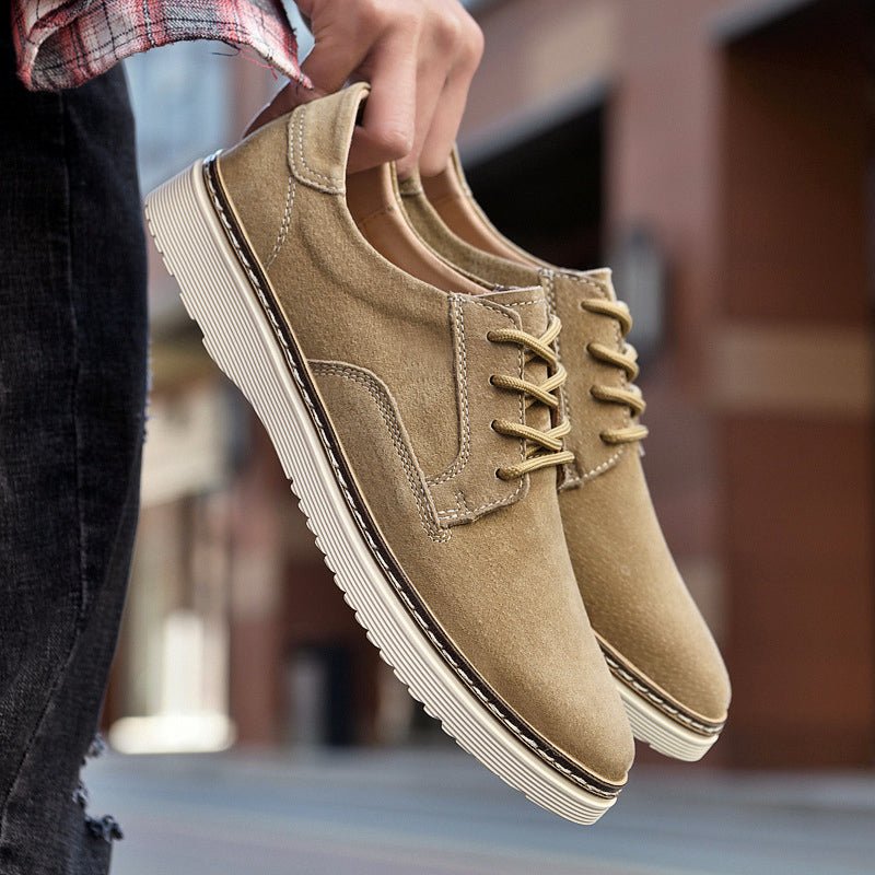 Men's Suede Low-Top Sneakers - Lace-Up - Platform Sole