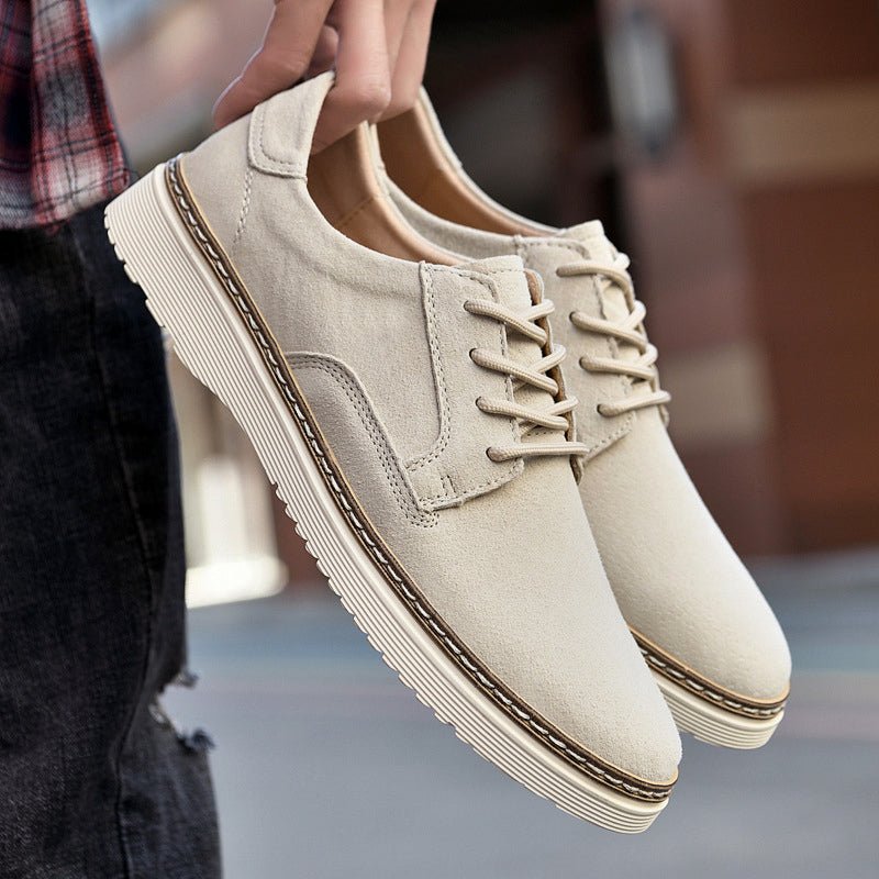Men's Suede Low-Top Sneakers - Lace-Up - Platform Sole