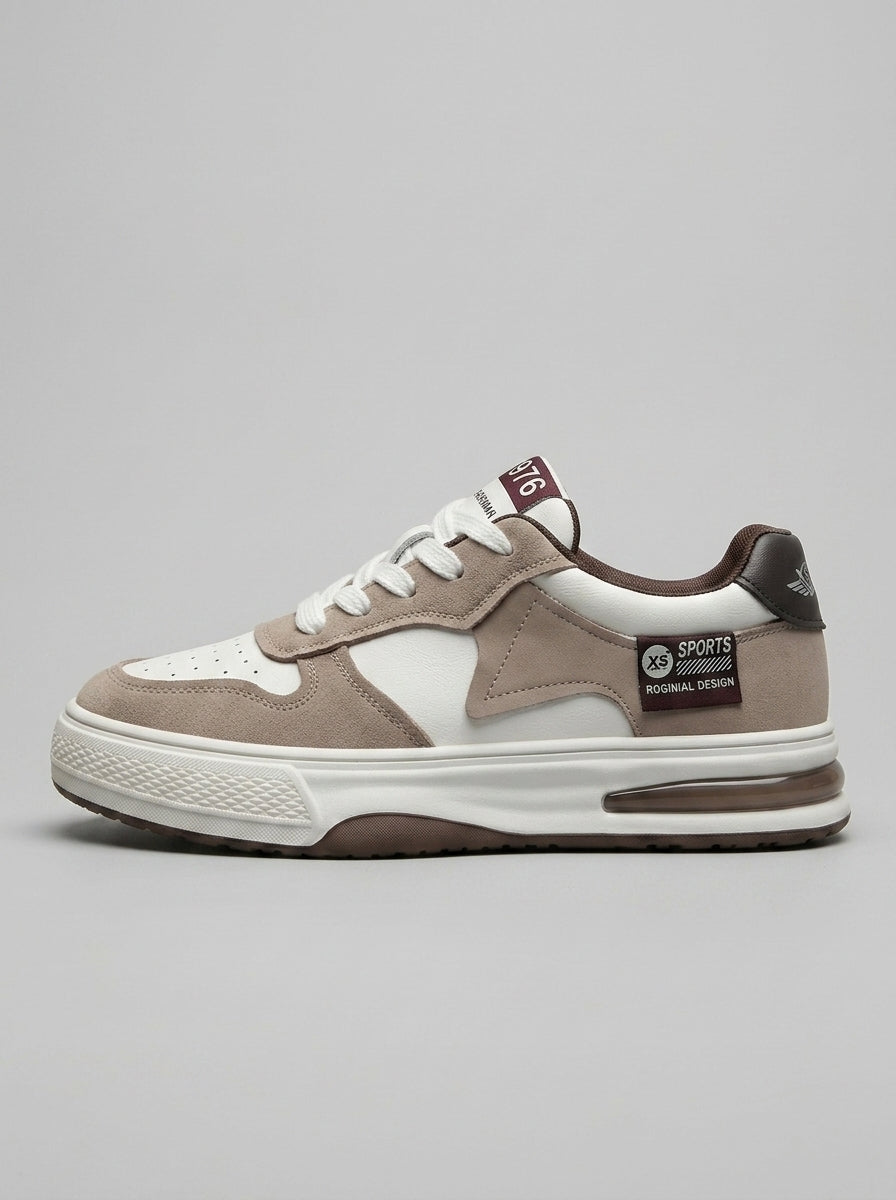 Women's Low-Top Color-Block Platform Sneakers - Lace-Up - Mixed Material