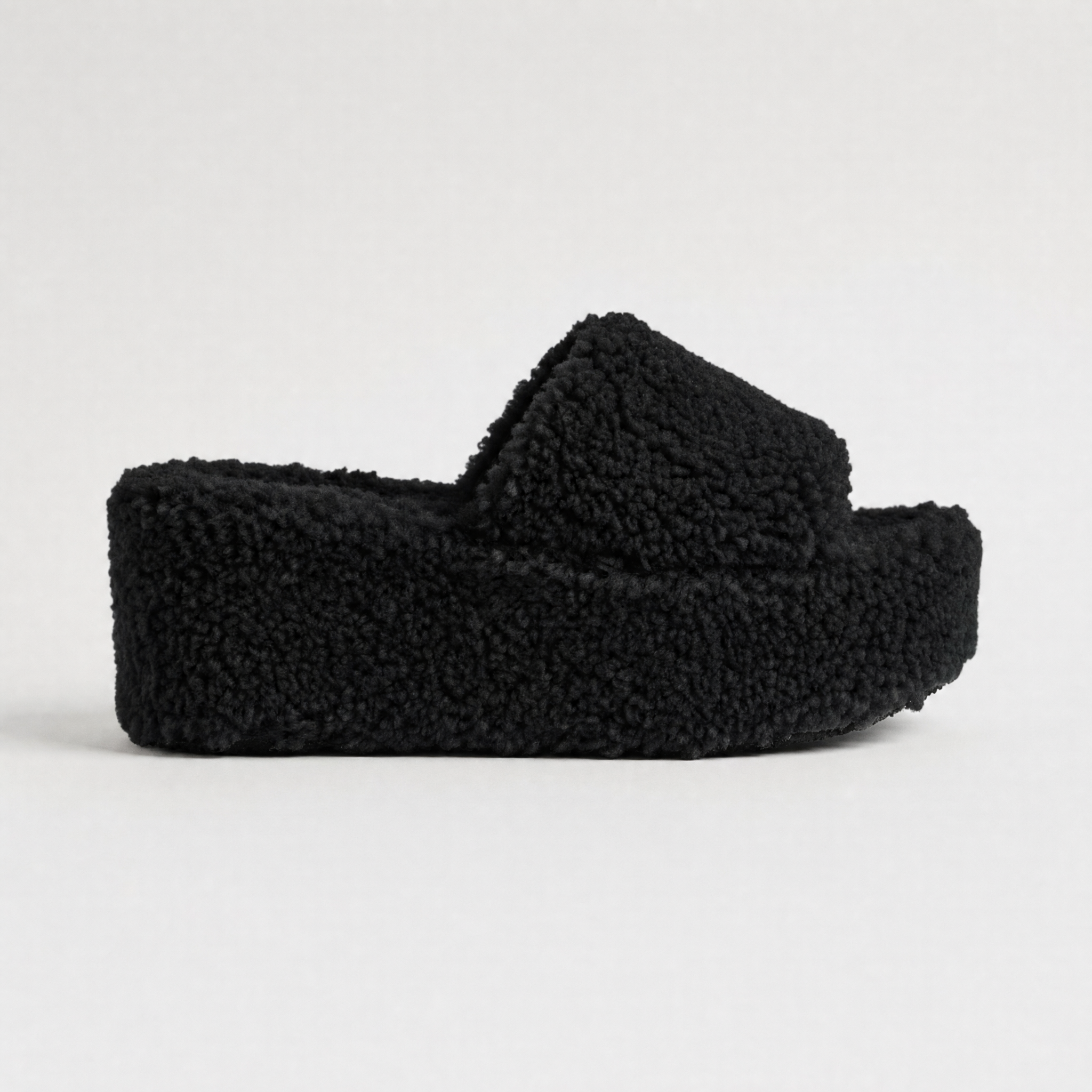 Women's Platform Sandals Open Toe Fuzzy Faux Fur Slip On
