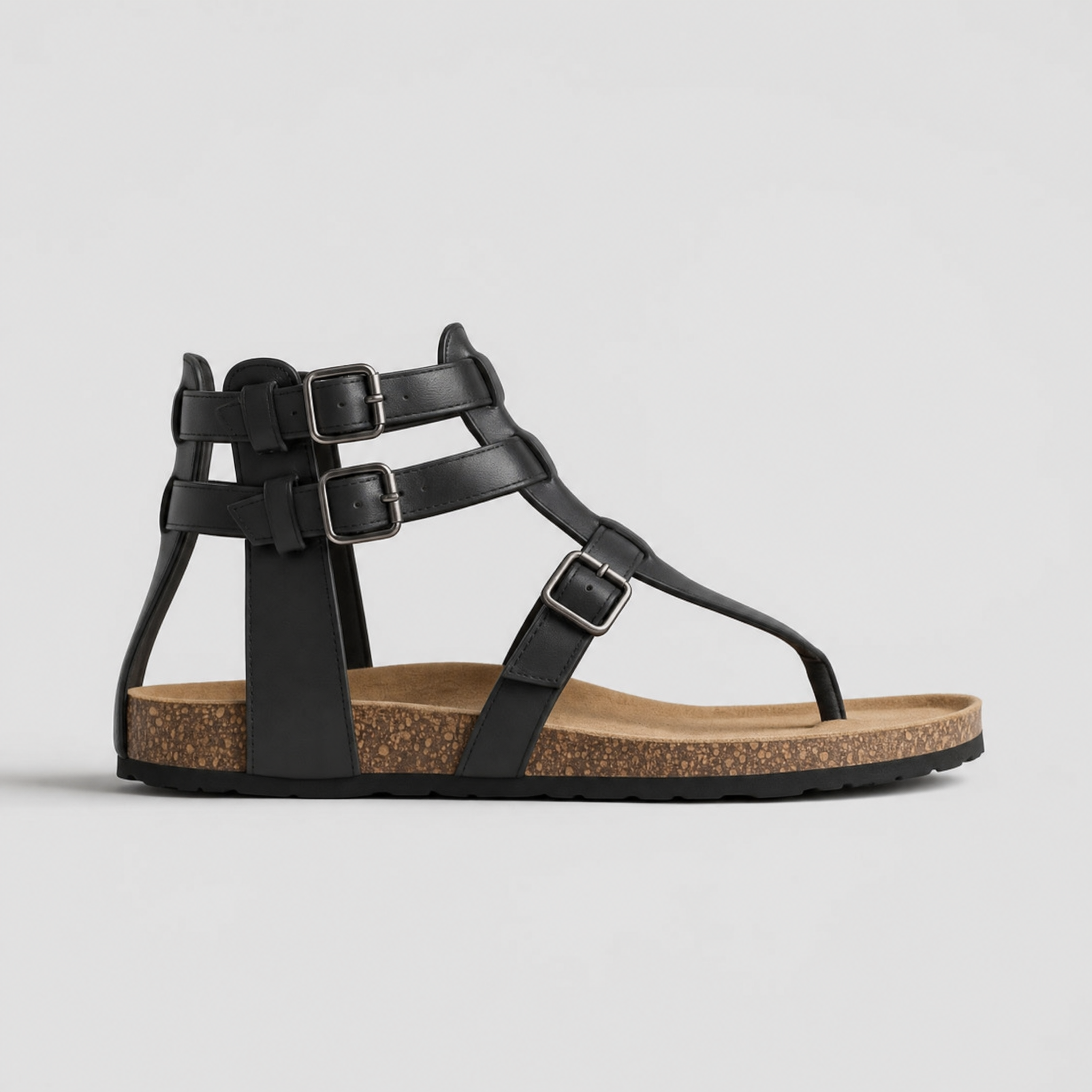 Women's Sandals Toe-Loop Buckle Strap Cork Footbed Flat
