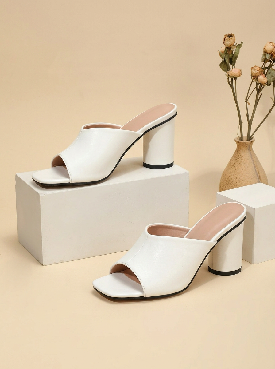 Women’s Square Toe Mule Heels with Sculpted Block Heel