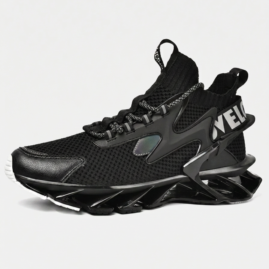 Men's High-Top Sneakers with Lace-Up Closure and Blade-Style Sole