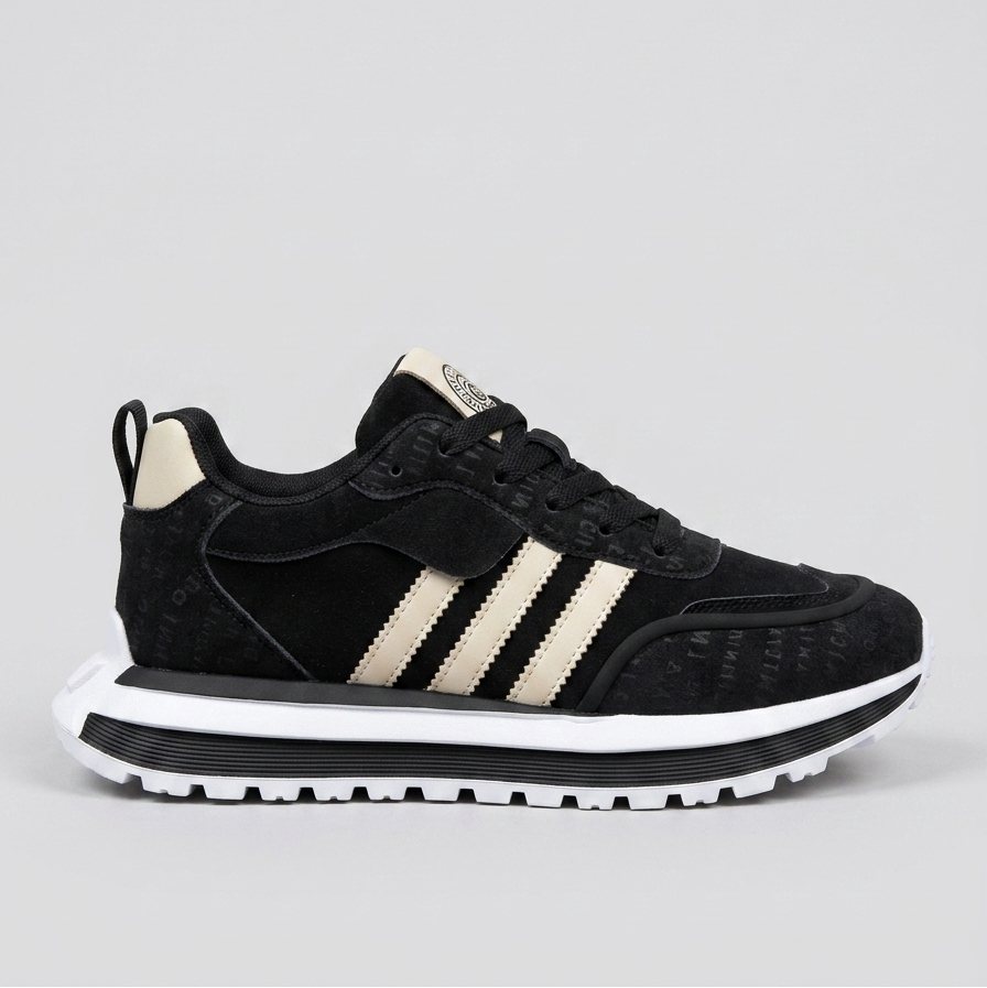 Men's Lace-Up Retro Runner Sneakers with Striped Side Panel