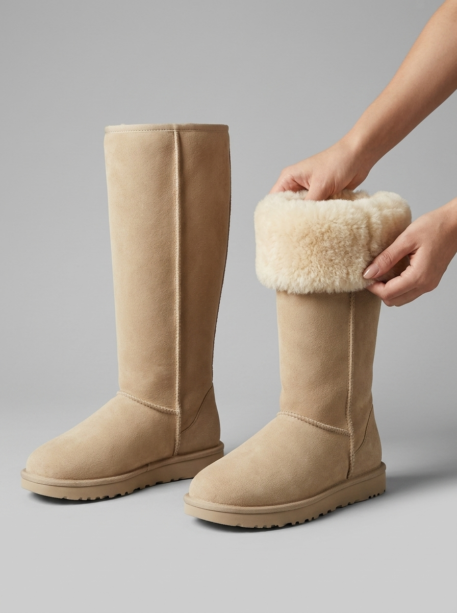 Women's Knee High Boots - Round Toe - Zipper Closure - Flat Sole
