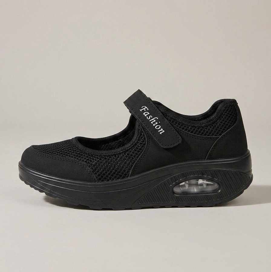 Women's Mary Jane Sneakers with Hook-and-Loop Strap and Platform Sole