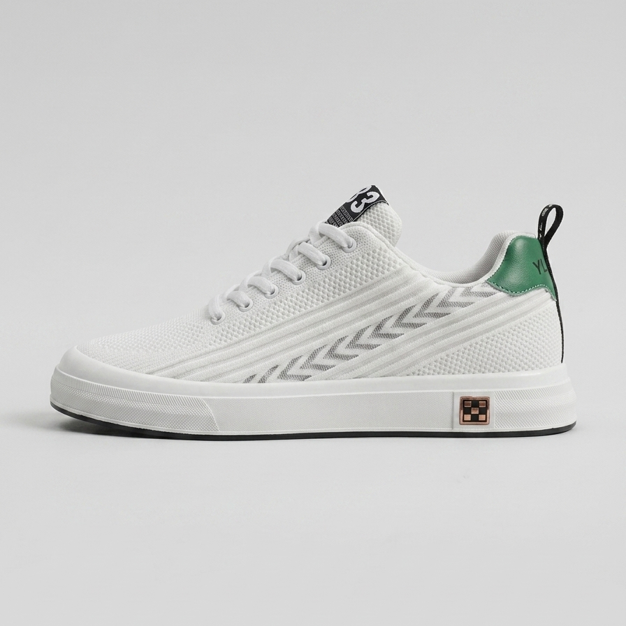 Men's Sneakers Mesh Upper Chevron Stripe Lace-Up Low-Top - 6cm