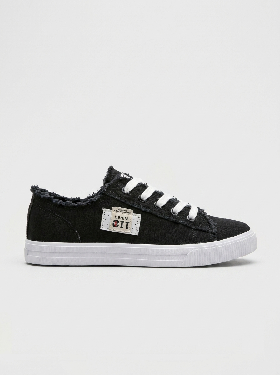 Women's Canvas Sneakers Lace-Up Low-Top Canvas Frayed Edge