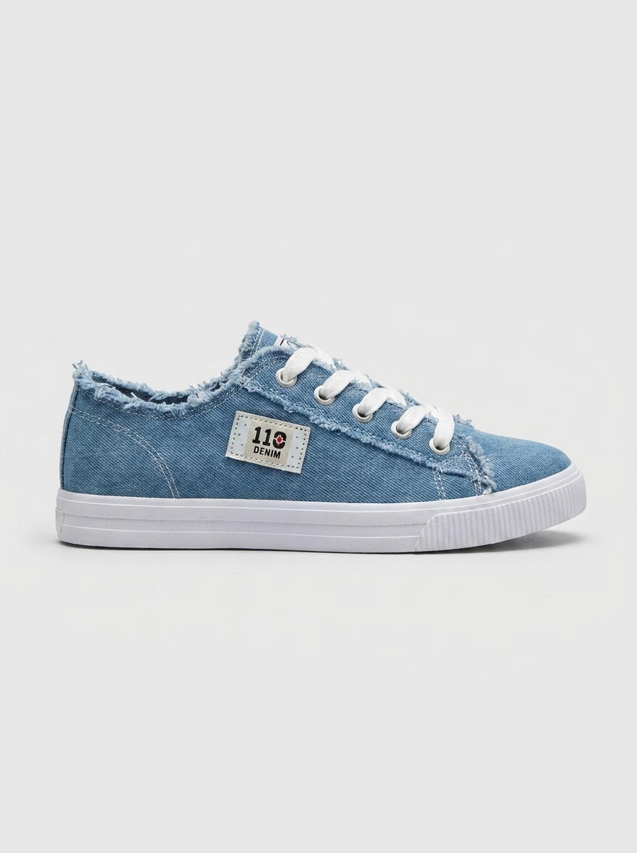 Women's Canvas Sneakers Lace-Up Low-Top Canvas Frayed Edge