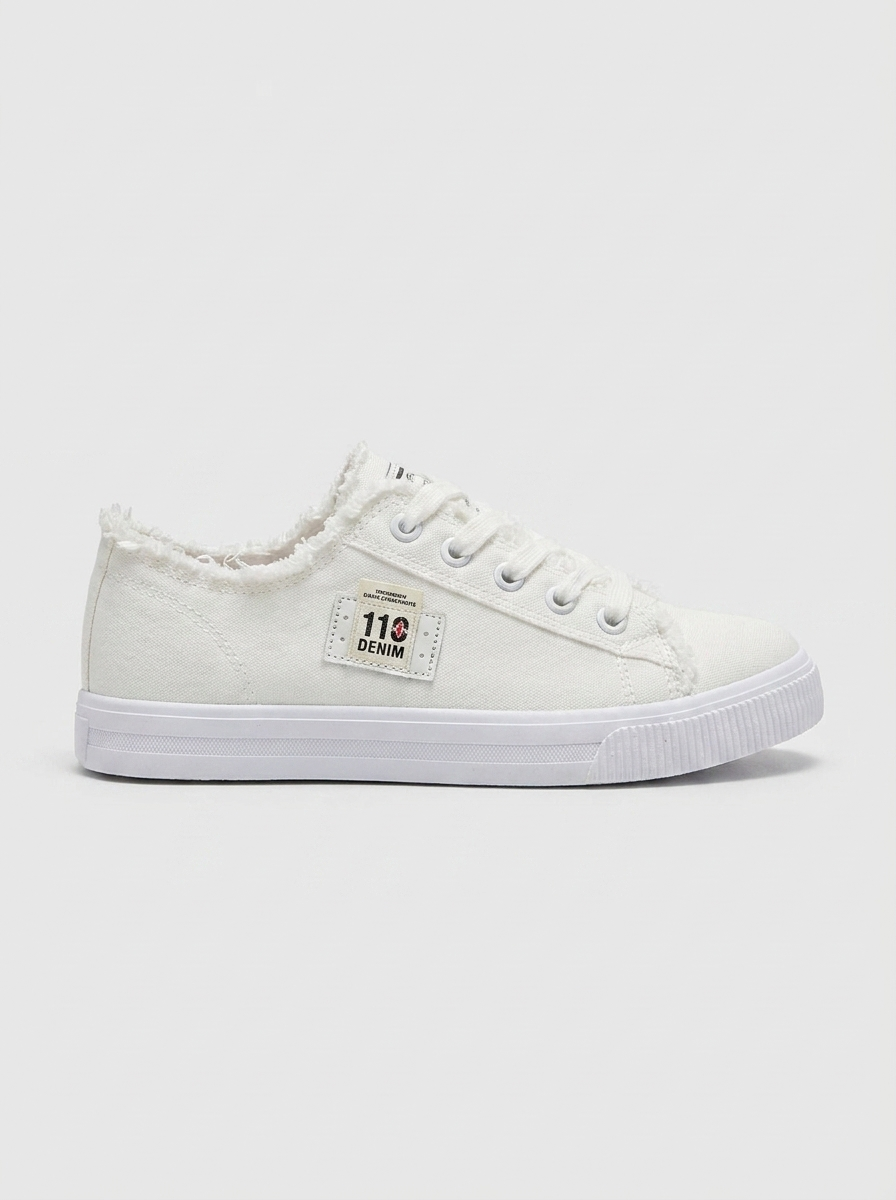 Women's Canvas Sneakers Lace-Up Low-Top Canvas Frayed Edge