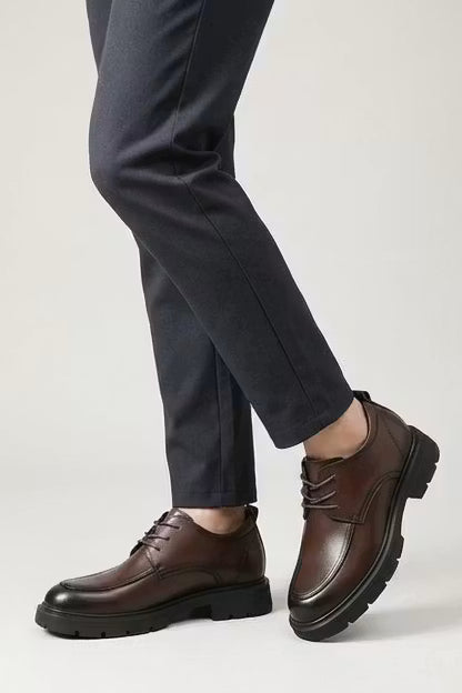 Men's Derby Shoes - Moc Toe - Lace-Up - Leather - Lug Sole - Platform