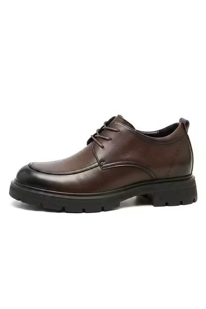 Men's Derby Shoes - Moc Toe - Lace-Up - Leather - Lug Sole - Platform