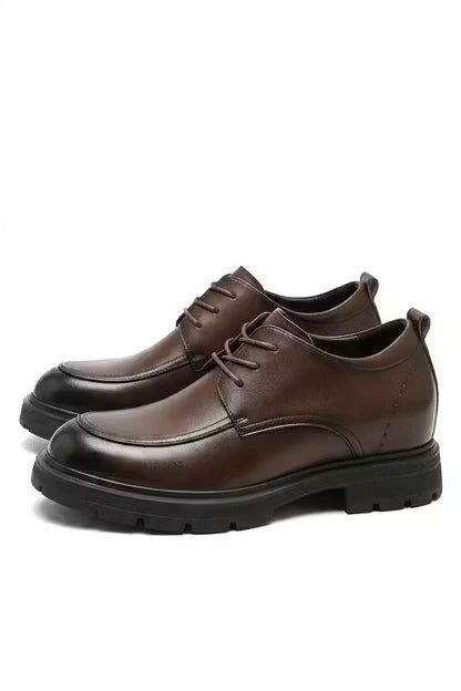 Men's Derby Shoes - Moc Toe - Lace-Up - Leather - Lug Sole - Platform