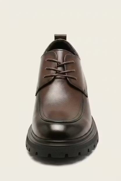 Men's Derby Shoes - Moc Toe - Lace-Up - Leather - Lug Sole - Platform
