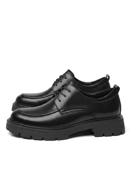 Men's Derby Shoes - Moc Toe - Lace-Up - Leather - Lug Sole - Platform