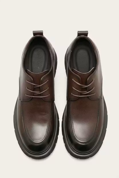 Men's Derby Shoes - Moc Toe - Lace-Up - Leather - Lug Sole - Platform