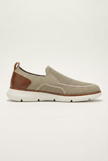Men's Sneakers - Slip-On - Knit Mesh Upper - Leather Heel Panel