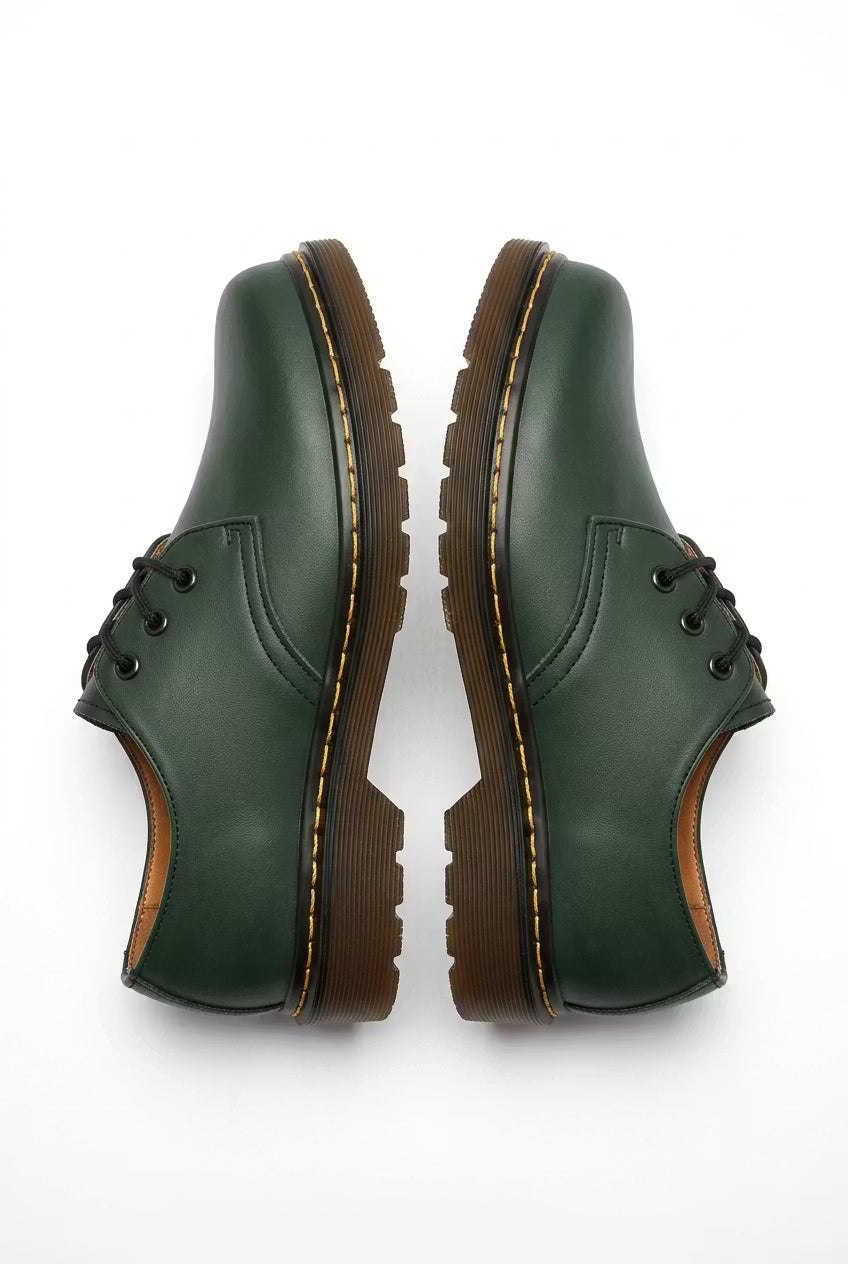 Men's Derby Shoes - Round Toe - Lace-Up - Ridged Sole - Leather
