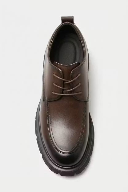 Men's Derby Shoes - Moc Toe - Lace-Up - Leather - Lug Sole - Platform