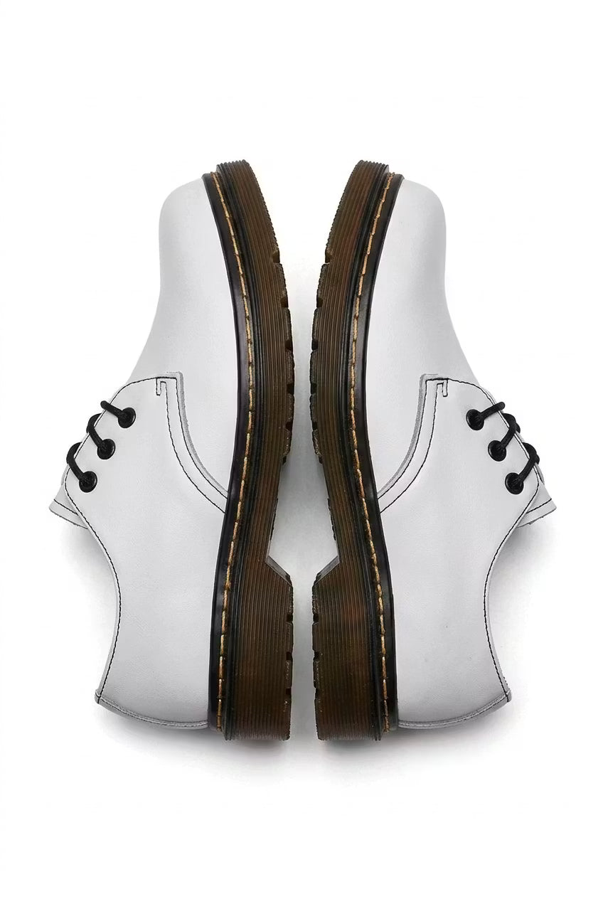 Men's Derby Shoes - Round Toe - Lace-Up - Ridged Sole - Leather